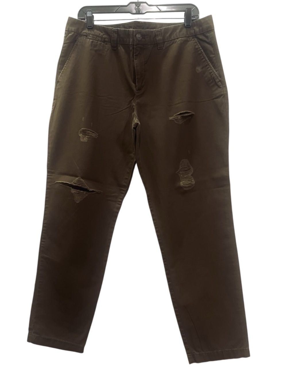 100% Cotton GAP Women's Brown Straight Leg Distressed Khakis Size 14